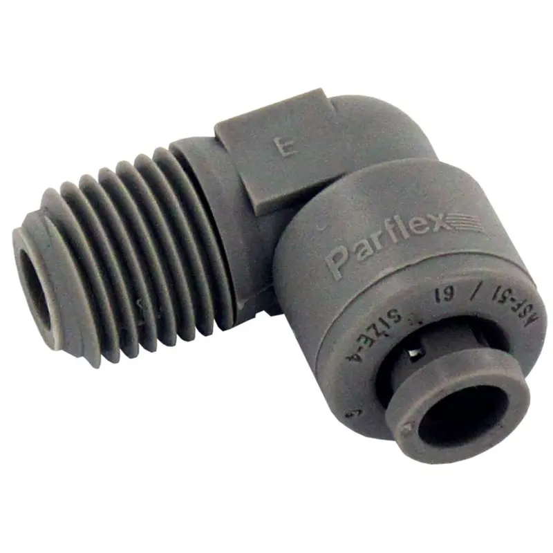 Parker A4Me4-Mg Trueseal Acetal Male Elbow Fitting: 1/4" Quick-Connect To 1/4" Npt 1