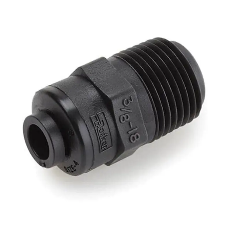 Parker Kynar Black Male Connector – 1/2" X 3/8" Nptf Threaded Fitting 1