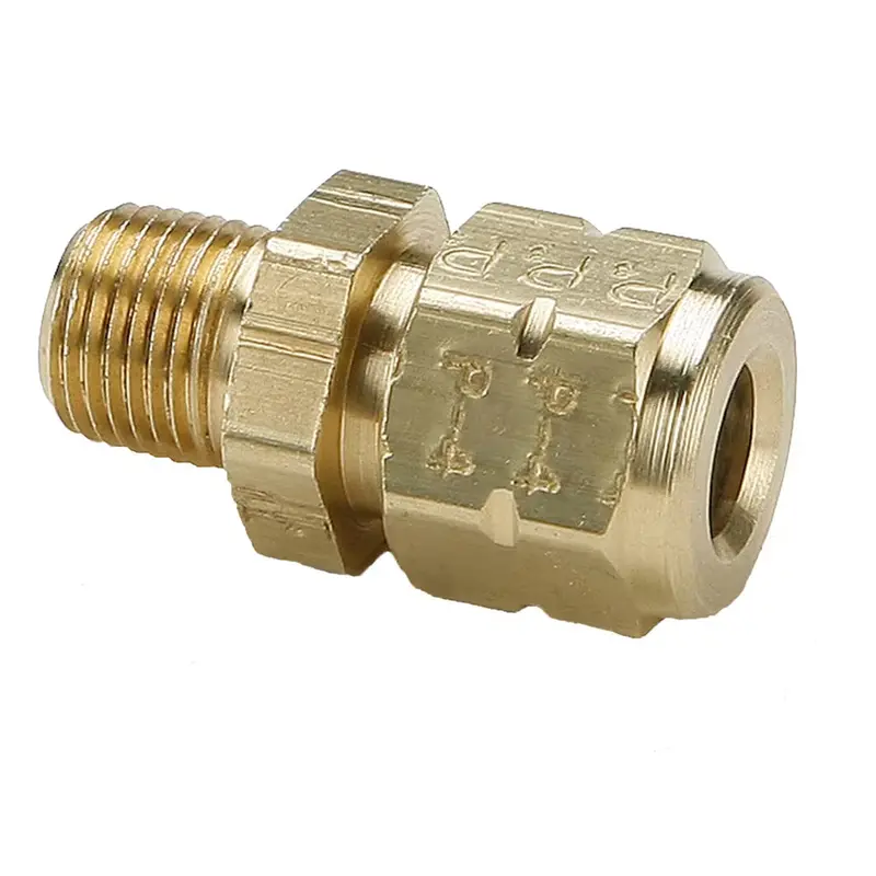 Parker Vibra-Lok Male Connector – 3/8" Od To 1/4" Mpt, Brass 1