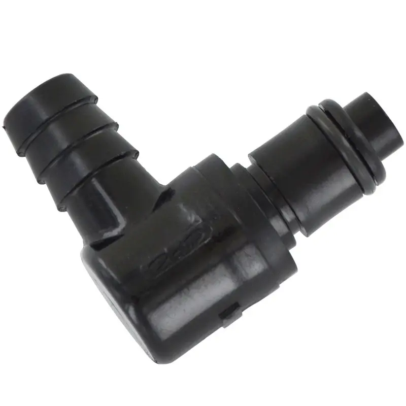 Plcd23006Vblk Black Valved Elbow Hose Barb Coupling With 3/8" Id Fkm Viton O-Rings 1