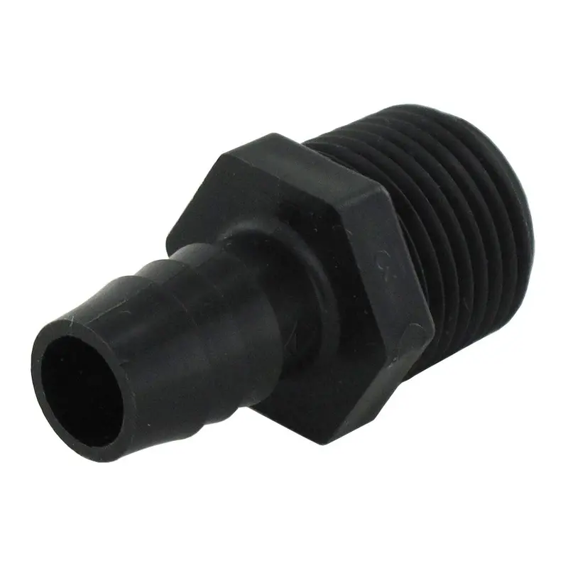 Polypropylene Male Barb Connector – 1/2" Id Barb To 1/2" Mnpt (Black) 1