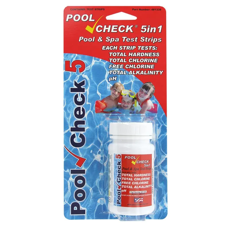 Pool Check 5-In-1 Water Quality Test Strips – 50 Per Bottle 1