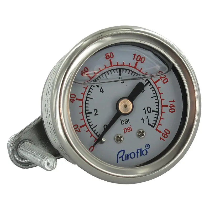 Puroflo Center-Mount Stainless Steel Pressure Gauge – 1.5", 0–160 Psi, 1/8" Npt 1