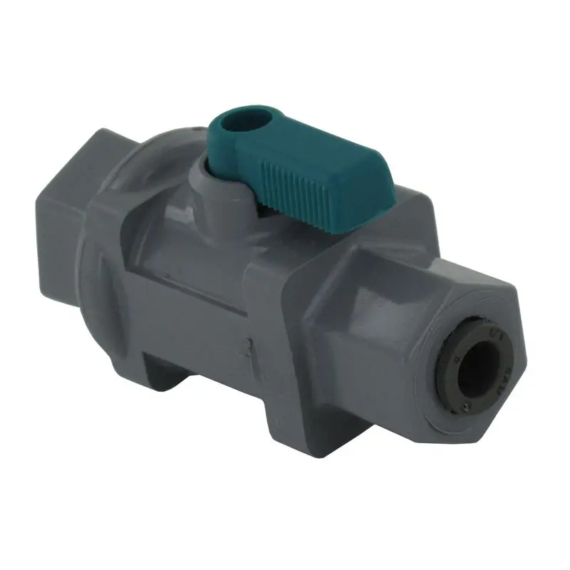 Pvc Inline Ball Valve – 1/4-Inch Tubing To 1/4-Inch Female Nptf Port 1