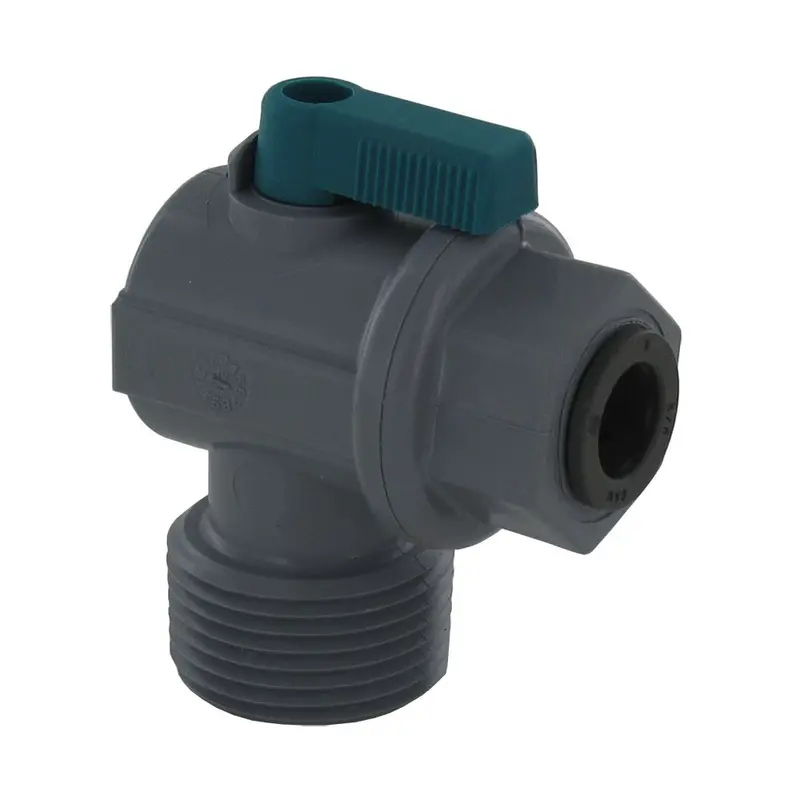 Pvc Shut-Off Elbow Valve – 3/8" Push-In × 3/4" Male Npt, Lead-Free Construction 1
