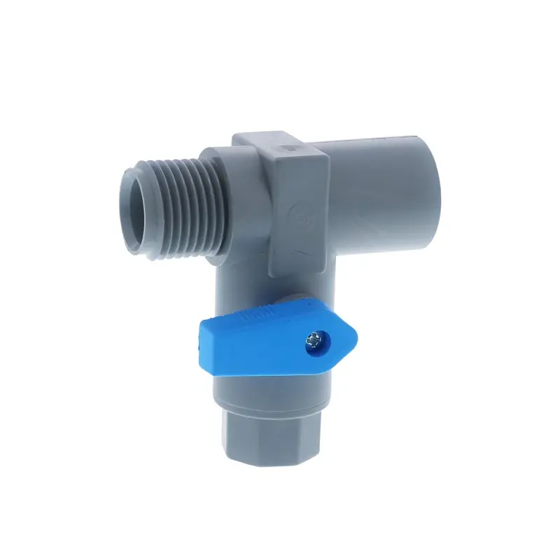 Three-Way Pvc Ball Valve – 1/2-Inch Fpt And Mpt Main Run, 1/4-Inch Fpt Branch 1