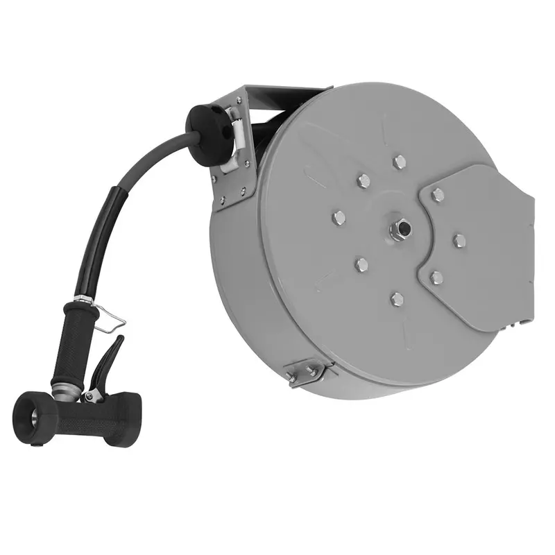 T&S B-7222-C02 Enclosed Epoxy-Coated Hose Reel – 30-Foot Heavy-Duty 3/8" Id Hose With Rear-Trigger Gun 1