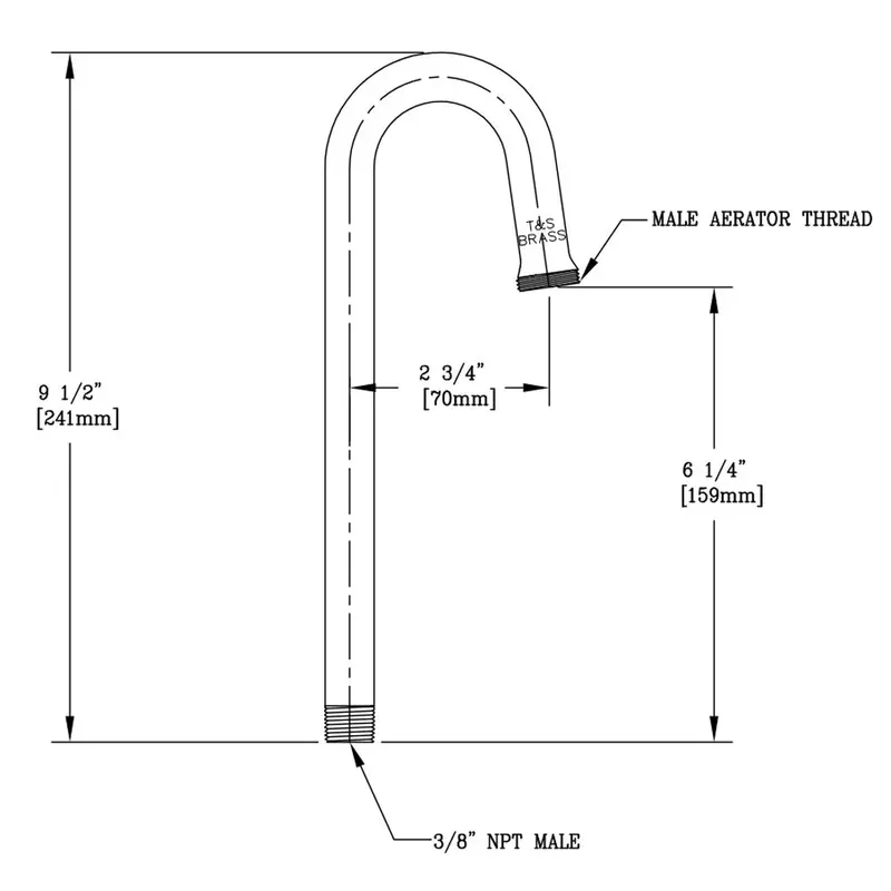 T&S Brass 005028-40 Rigid Gooseneck Replacement For B-0892 Faucets – 2.75-Inch Spread 1