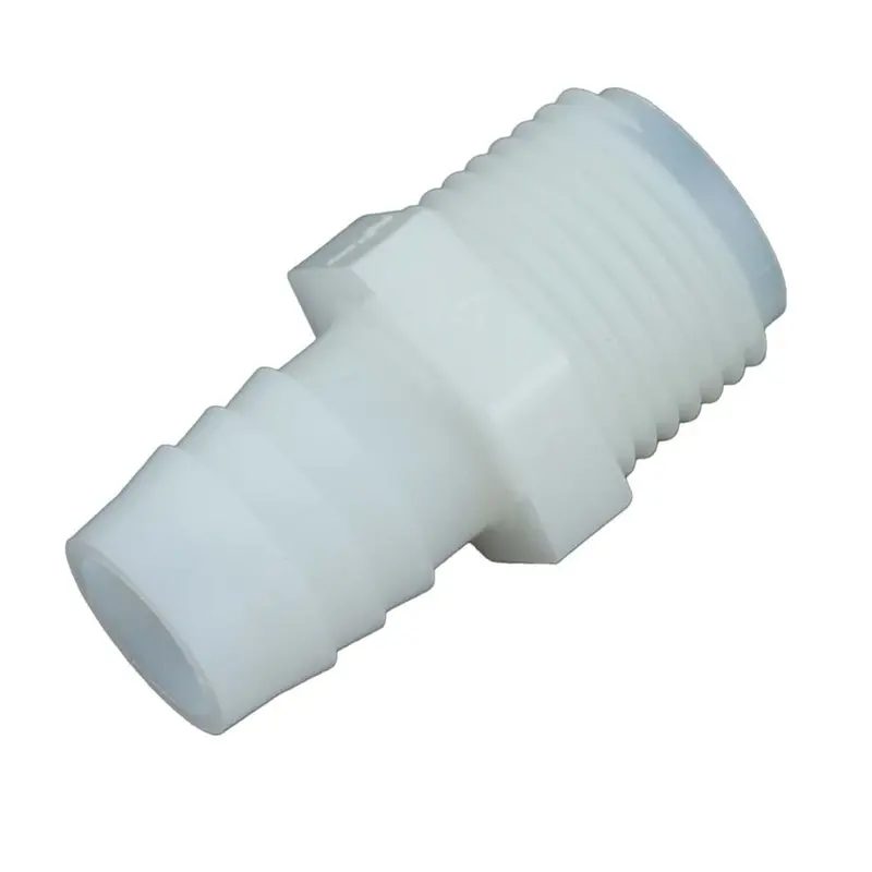 White Nylon Male Barb Connector: 5/8" Id Barb × 1/2" Mnpt 1