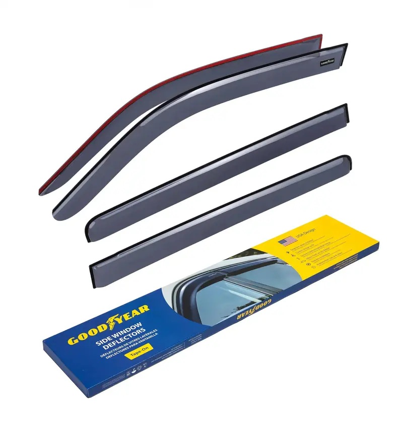 Goodyear Side Window Deflectors – Gy003139 Tape-On Rain & Wind Guards (Set Of 4) For Car Windows 1