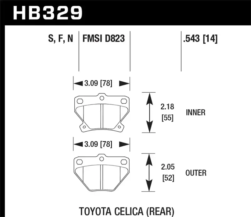 Hawk Hb329S.543 Ht-10 High-Temp Brake Pads – 0.543" Thickness 1