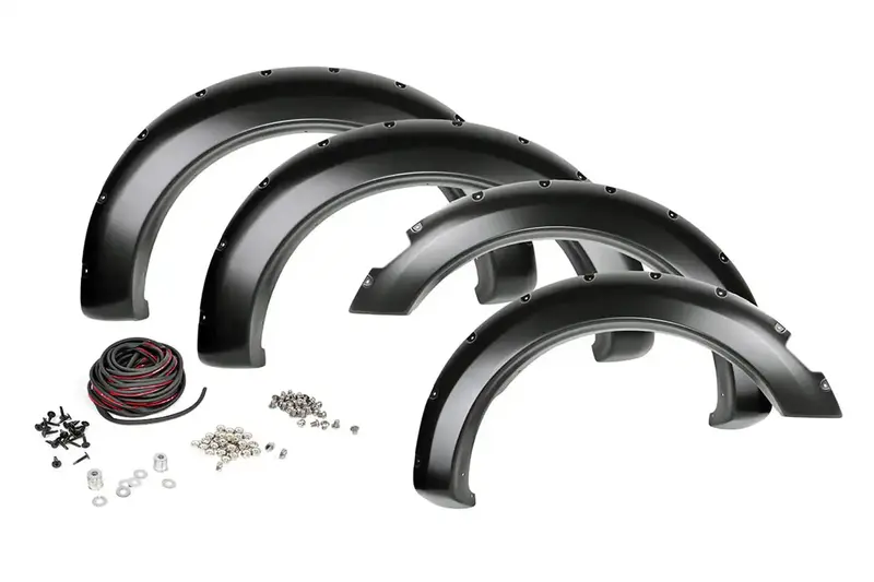 Rough Country F-D10912 Flat-Black Bolt-On Pocket Fender Flares With Rivets 1