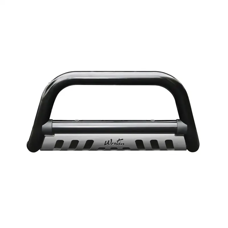 Westin 32-3875 Ultimate Bull Bar – 3-Inch Black Powder-Coated Steel With Stainless Skid Plate 1